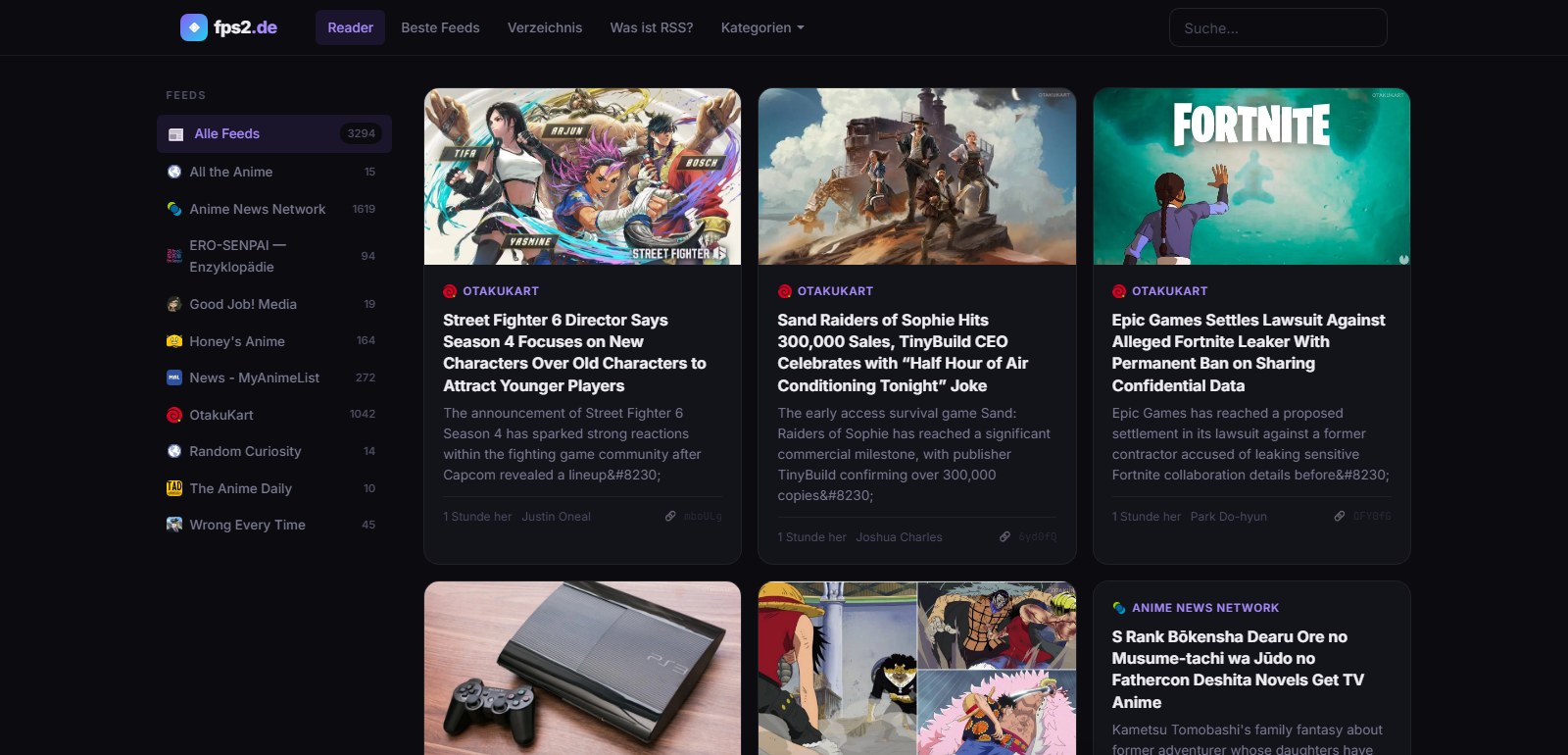 fps2.de — RSS-Reader & Feed-Verzeichnis